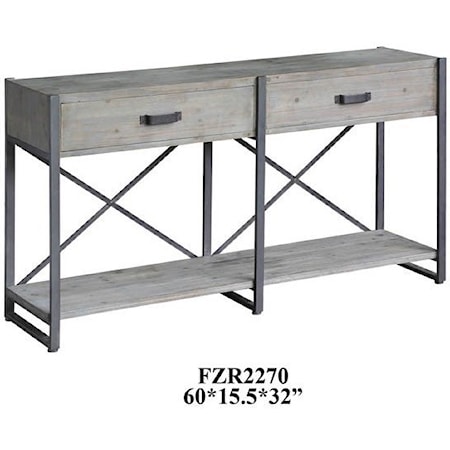 Iron Junction 2 Drawer Metal and Wood Rustic