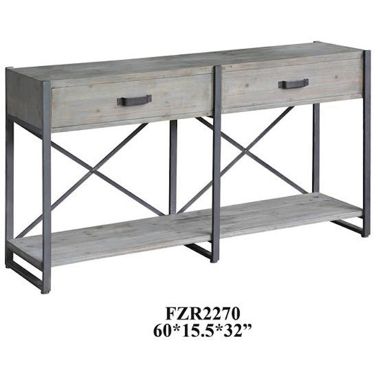 Crestview Collection Accent Furniture Iron Junction 2 Drawer Metal and Wood Rustic