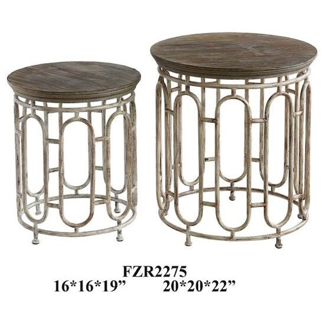 Crestview Collection Accent Furniture Allyson Textured Metal and Wood Set of Table
