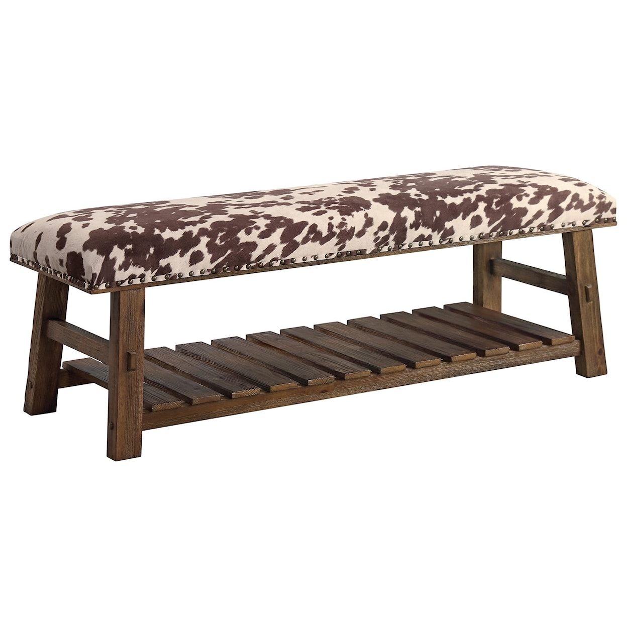 Crestview Collection Accent Furniture Mesquite Faux Cowhide Bench