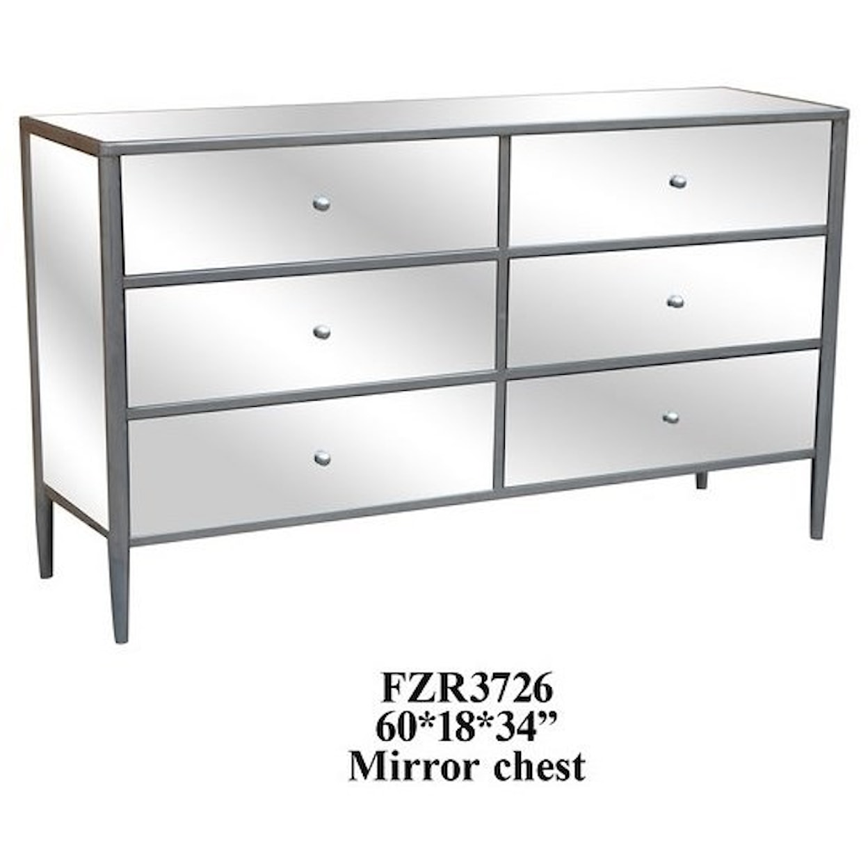 Crestview Collection Accent Furniture Nickel and Mirror 6 Drawer Chest