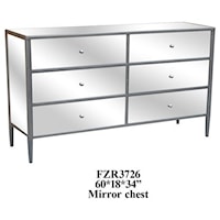 Hollywood Nickel and Mirror 6 Drawer Chest