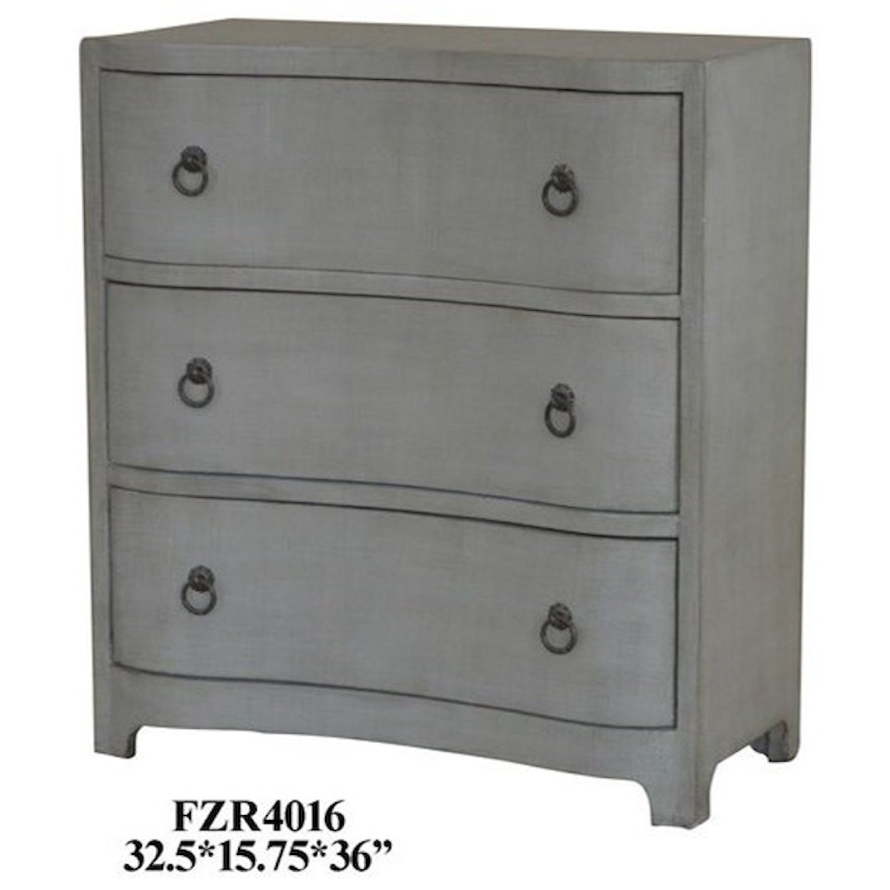 Crestview Collection Accent Furniture 3 Curved Drawer Grey Linen Chest
