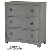 Brookstone Brushed Grey Linen Finish Chest w/ 3 Curved Drawers