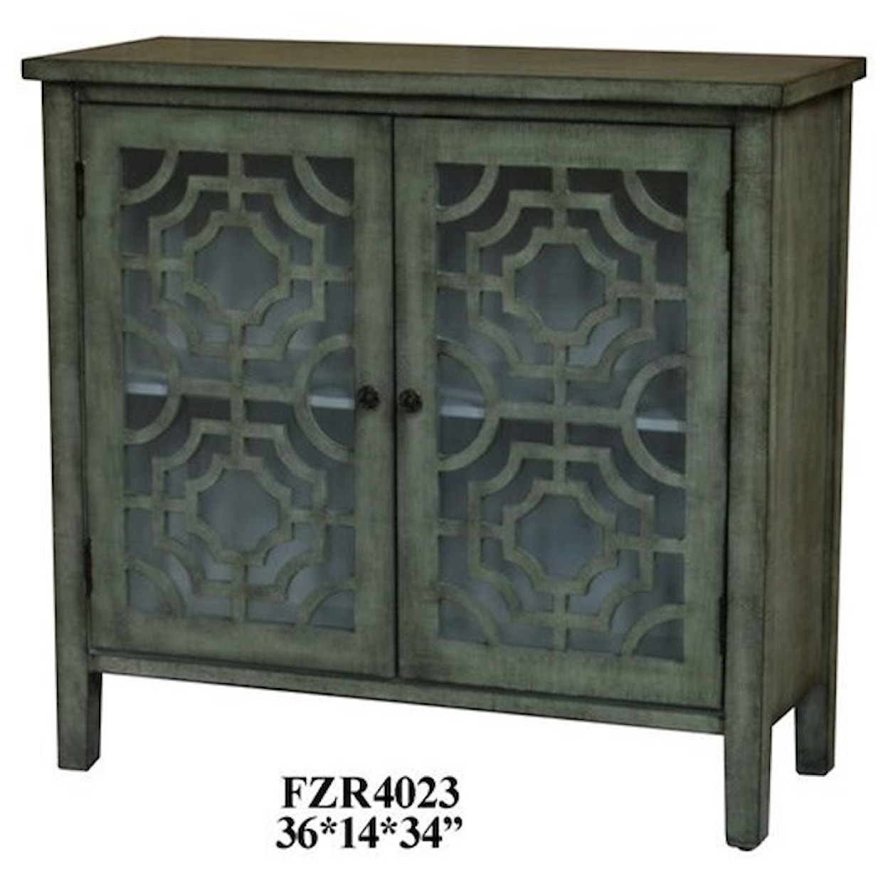 Crestview Collection Accent Furniture Light Green 2 Door Patterned Cabinet
