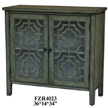 Light Green 2 Door Patterned Cabinet