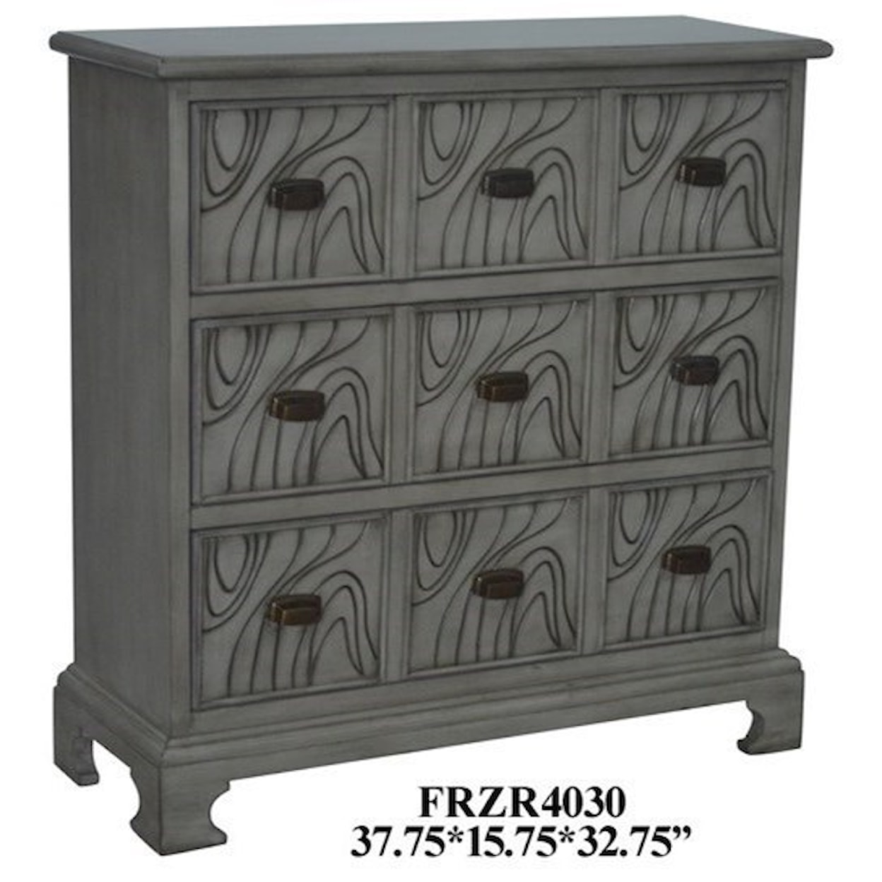 Crestview Collection Accent Furniture Wavy 3 Drawer Stone Grey Chest