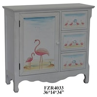 Pink Flamingo 3 Drawer and 1 Door Cabinet