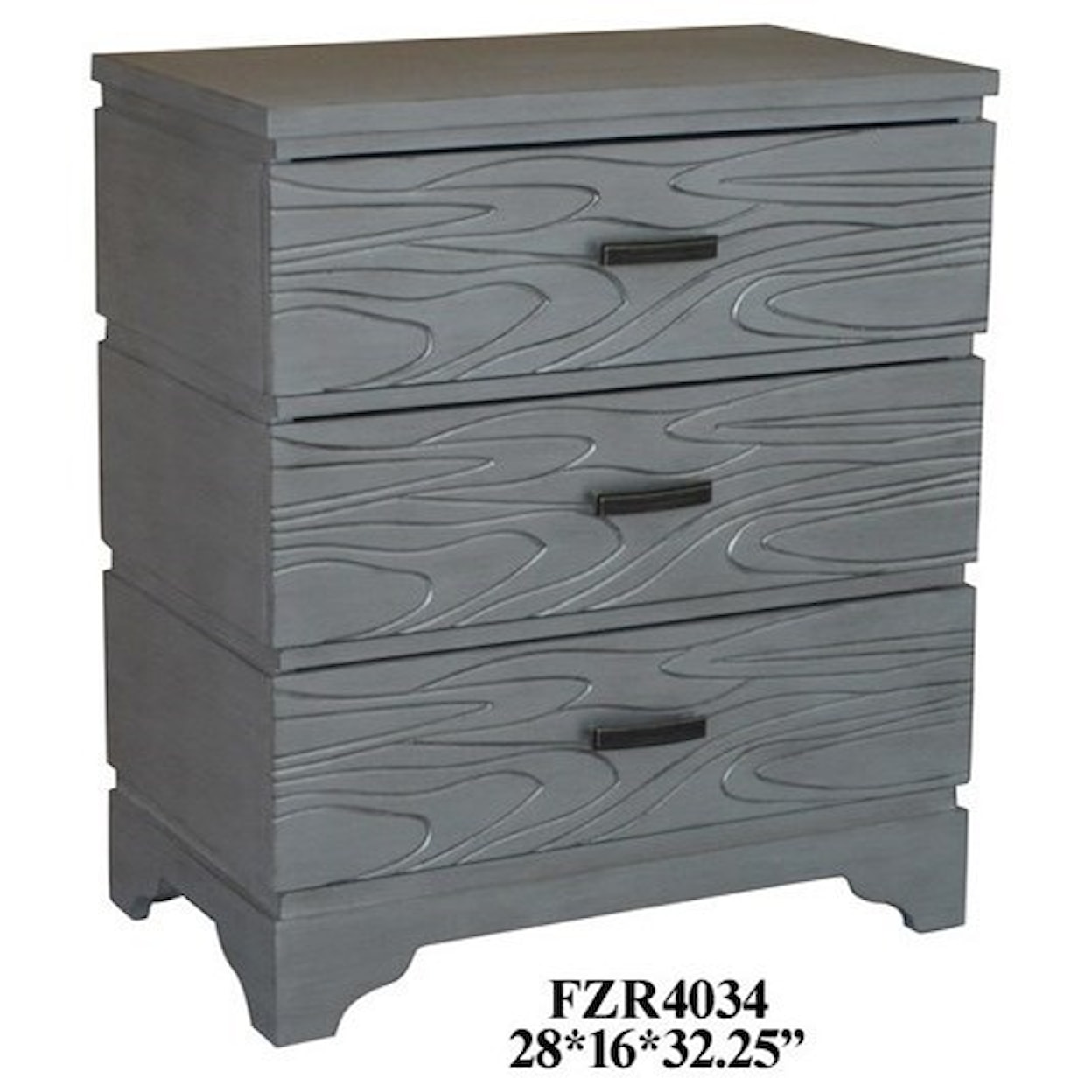 Crestview Collection Accent Furniture Silver Groove 3 Drawer Accent Chest