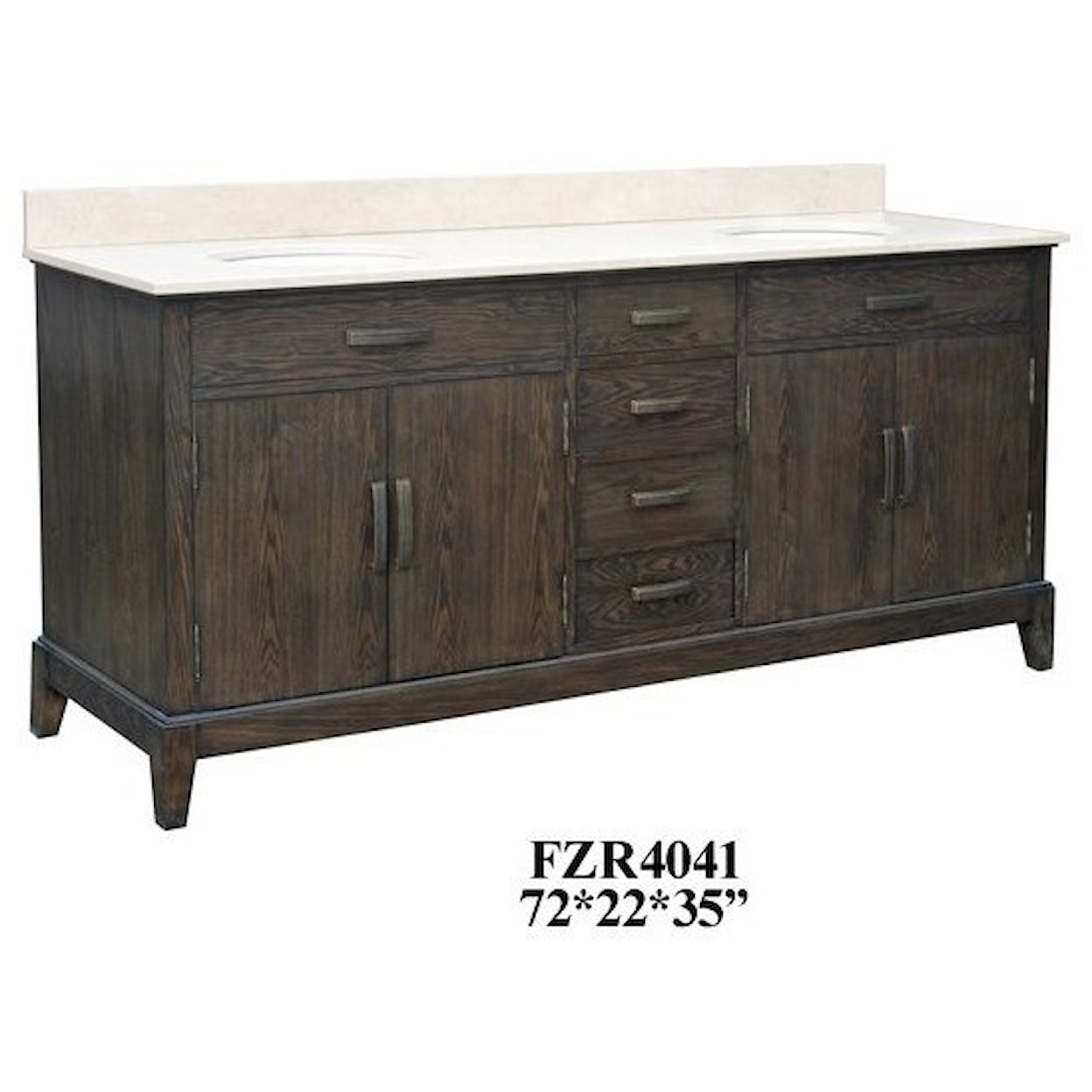 Crestview Collection Accent Furniture 4 Drawer Double Vanity Sink