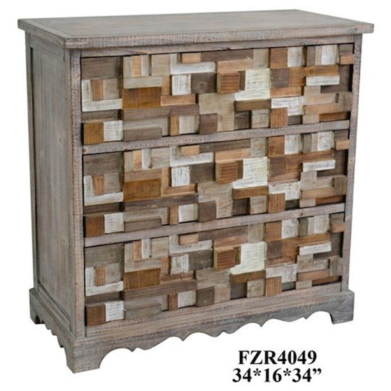 Crestview Collection Accent Furniture 3 Drawer Raised Block Chest