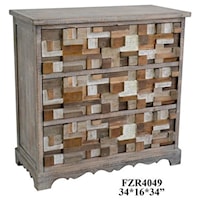 Ellis 3 Drawer Multi-Colored Raised Block White Chest