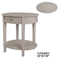 Annabelle Oval Brushed Linen Accent Table With Drawer