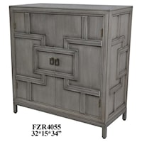 Hudson 2 Door Geometric Design Grey Cabinet With Metal Base