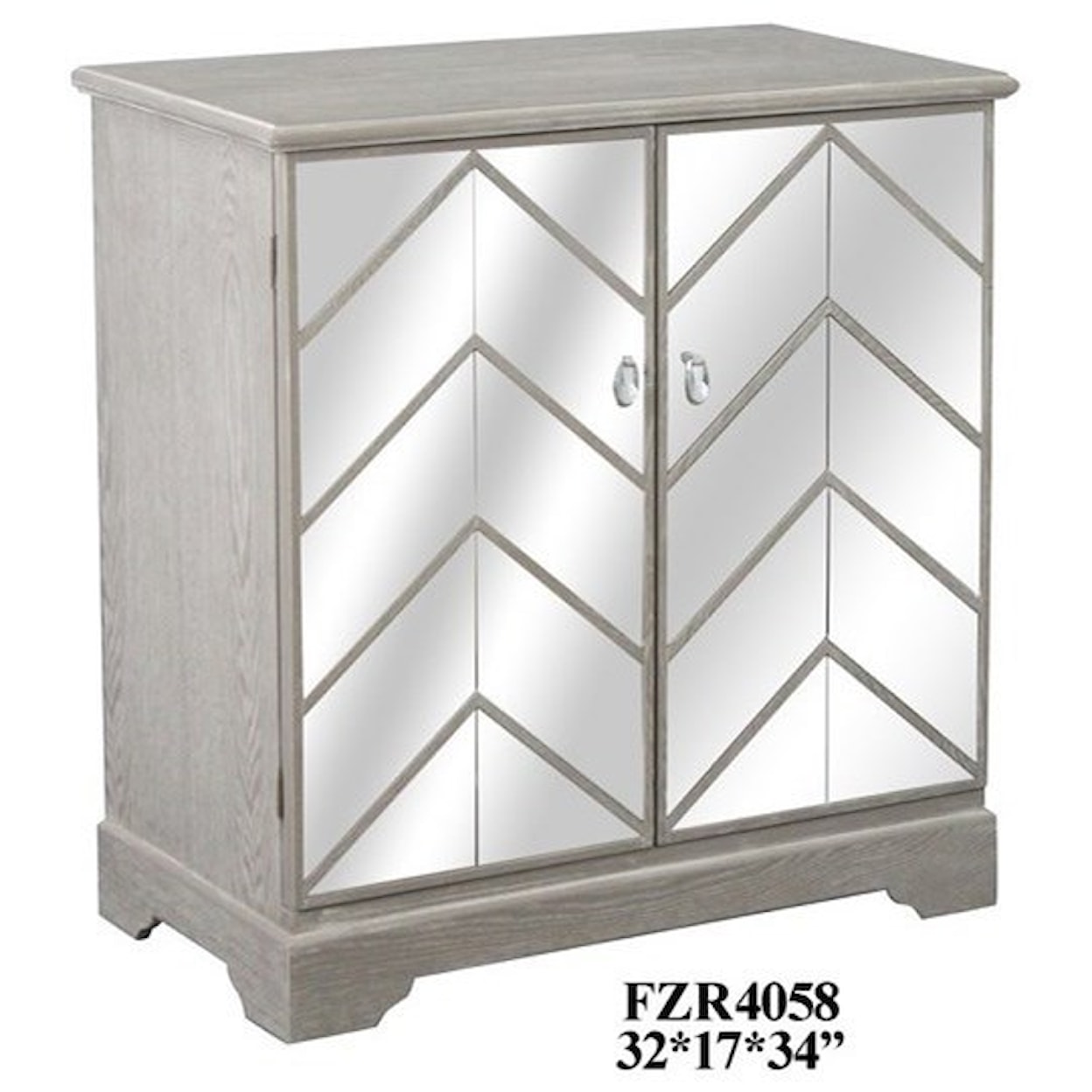 Crestview Collection Accent Furniture Chevron Mirror and Wood Cabinet