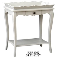 Bella Pale Grey Removable Trey Top Accent Table w/ 1 Drawer