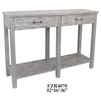 Ridgeland Distressed White Wood 2 Drawer Console