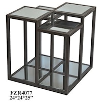 Park Avenue Multi-Level Metal And Mirror End Table