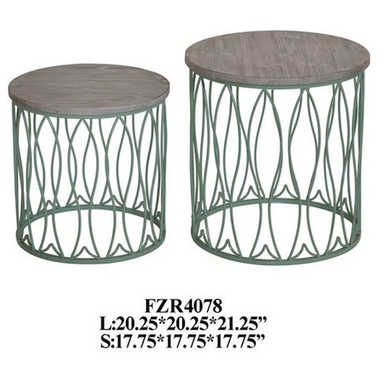 Crestview Collection Accent Furniture Seafom Green Metal Fish Accent Tables