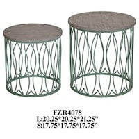 Seafom Green Metal Fish Accent Tables With White Wood Top