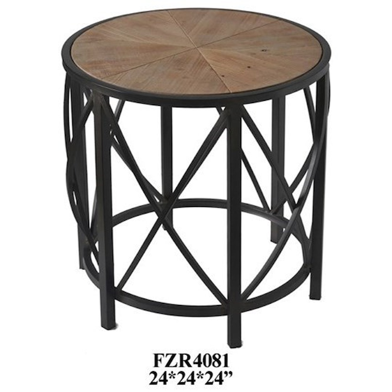 Crestview Collection Accent Furniture Metal and Rustic Wood End Table