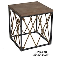 Bar Harbor Rustic Wood and Metal Rope End Table