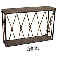 Bar Harbor Rustic Wood and Metal Rope Console Table