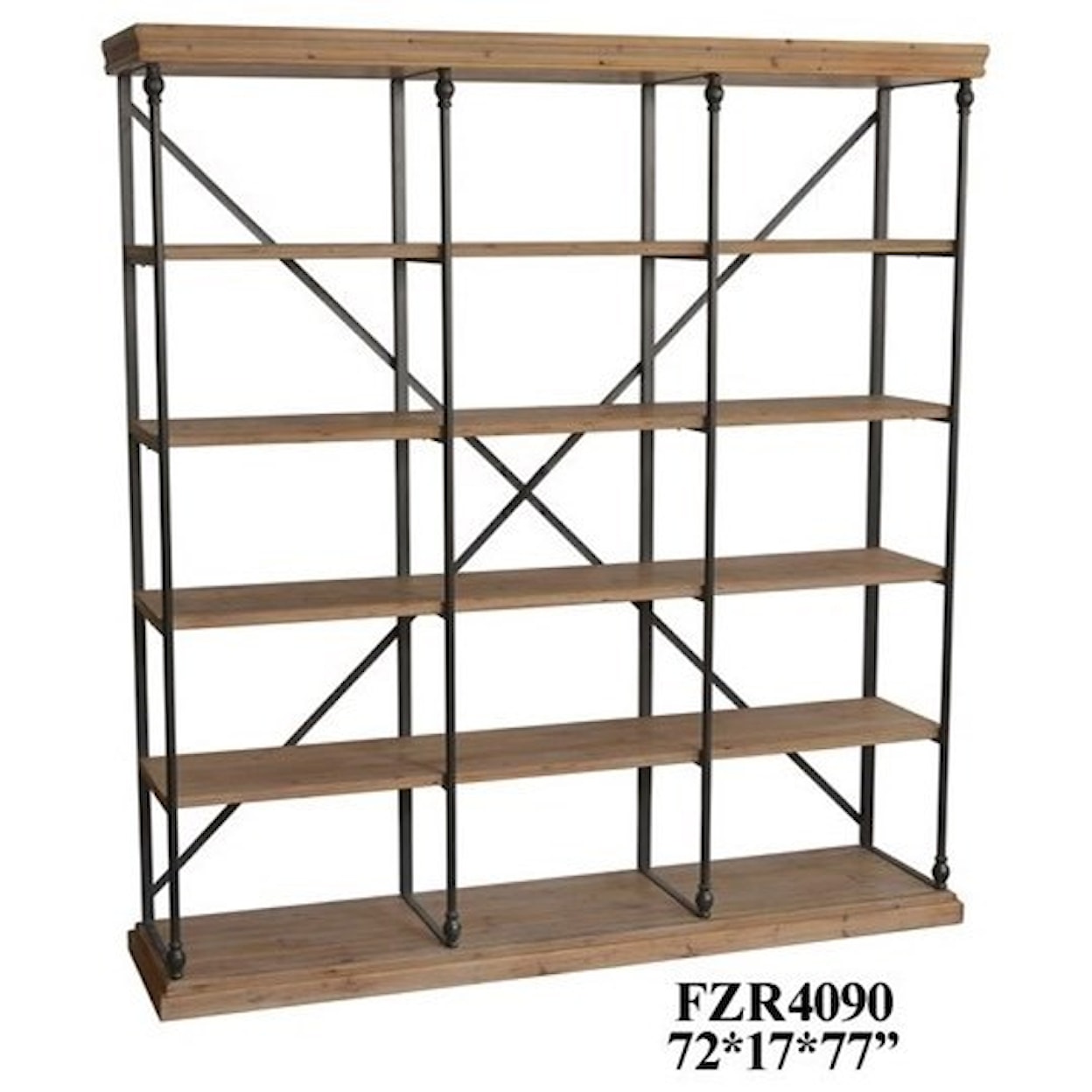 Crestview Collection Accent Furniture Metal and Wood 3 Section Bookshelf