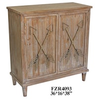 Nottingham Burnished Ebony Wood 2 Door Cabinet With Metal And Rope Arrows