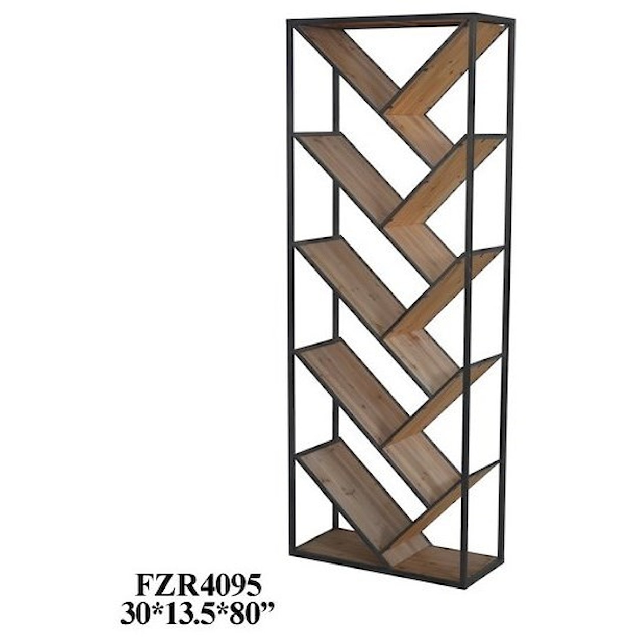 Crestview Collection Accent Furniture Metal and Wood Angled Etagere