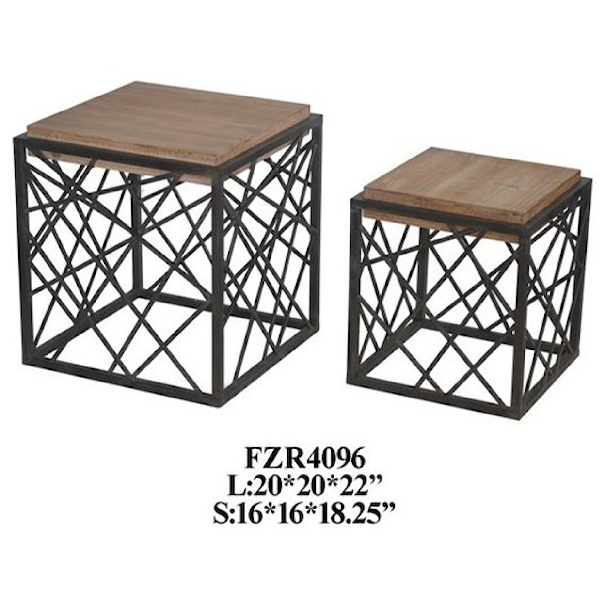 Crestview Collection Accent Furniture Metal and Wood Square Nested Table