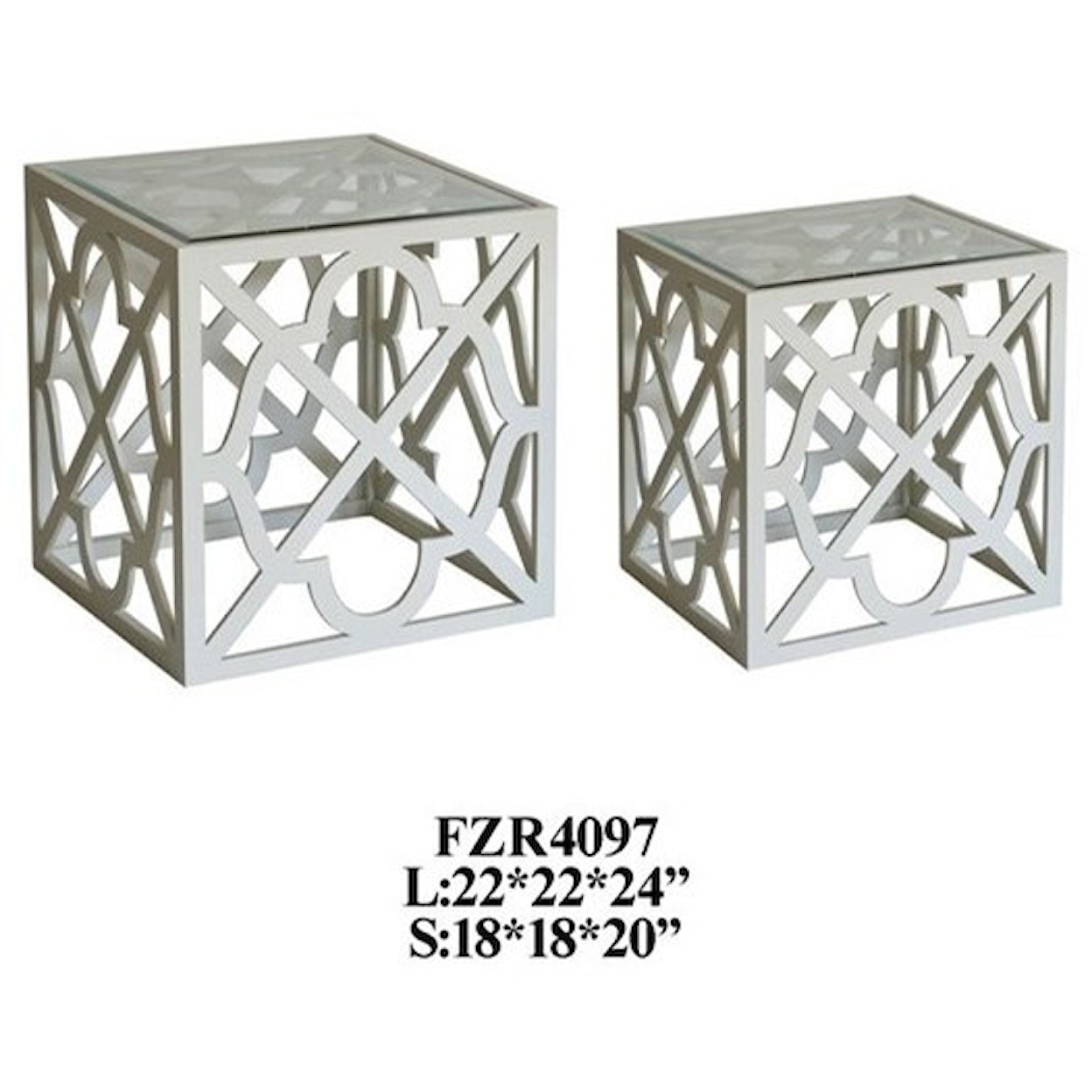 Crestview Collection Accent Furniture 2 Patterned Square Nested Tables