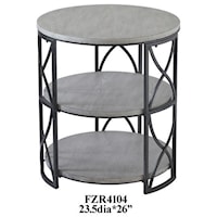 Springfield Grey Metal and White Wood Tiered Accent Table