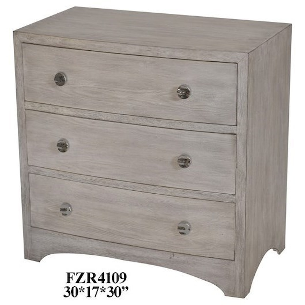 Crestview Collection Accent Furniture Curved 3 Drawer Grey Wash Chest