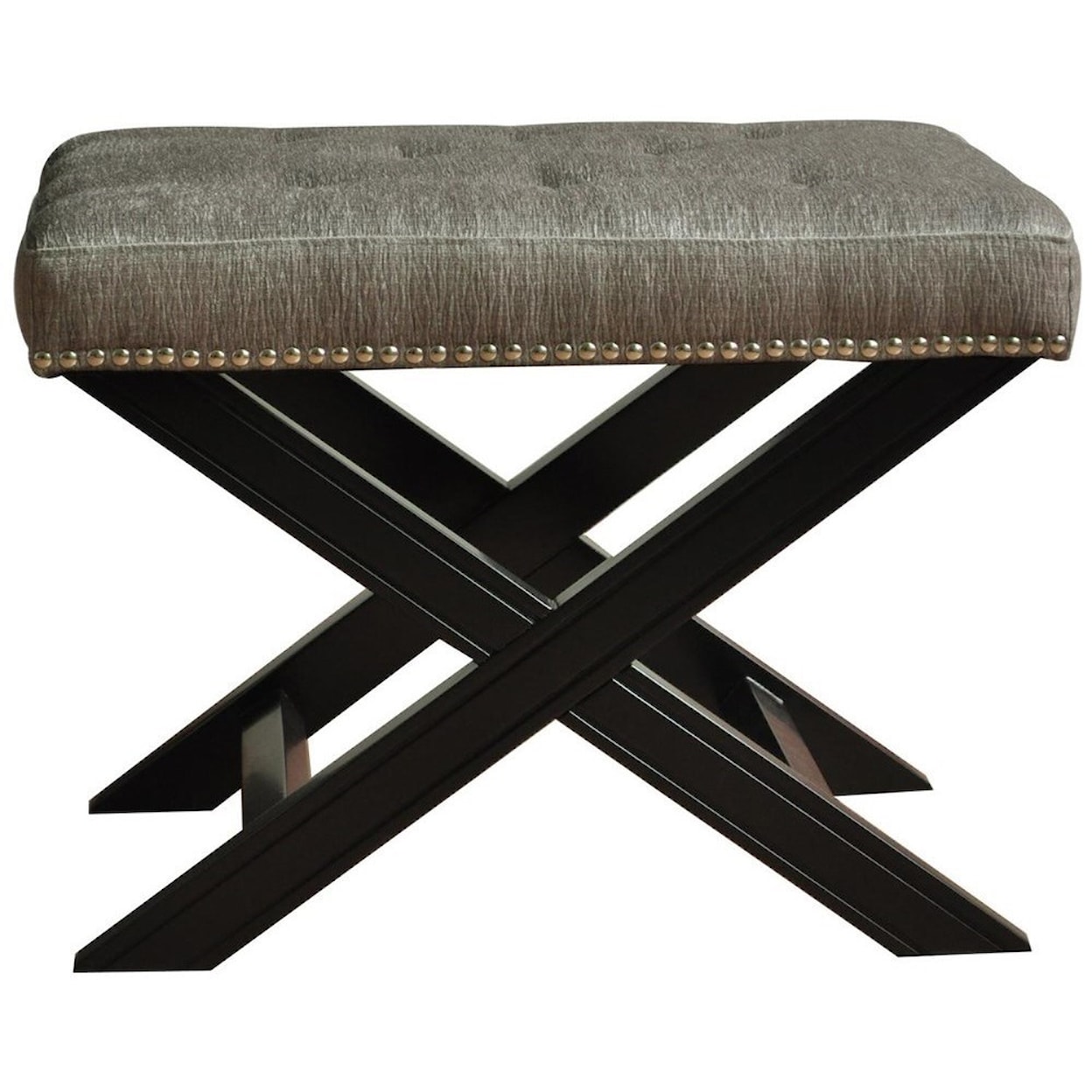 Crestview Collection Accent Furniture Fifth Ave Textured Silver Nailhead Stool