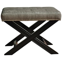 Fifth Ave Textured Silver Nailhead Stool