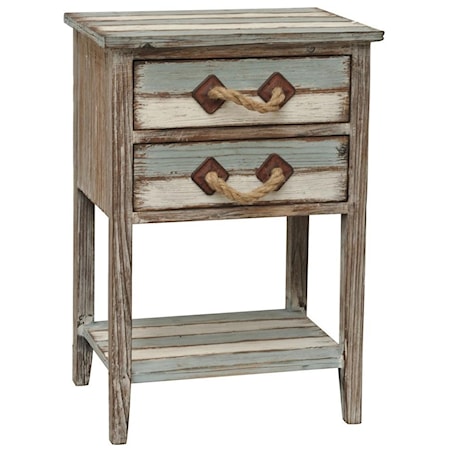 Nantucket 2 Drawer Weathered Wood Accent Tab