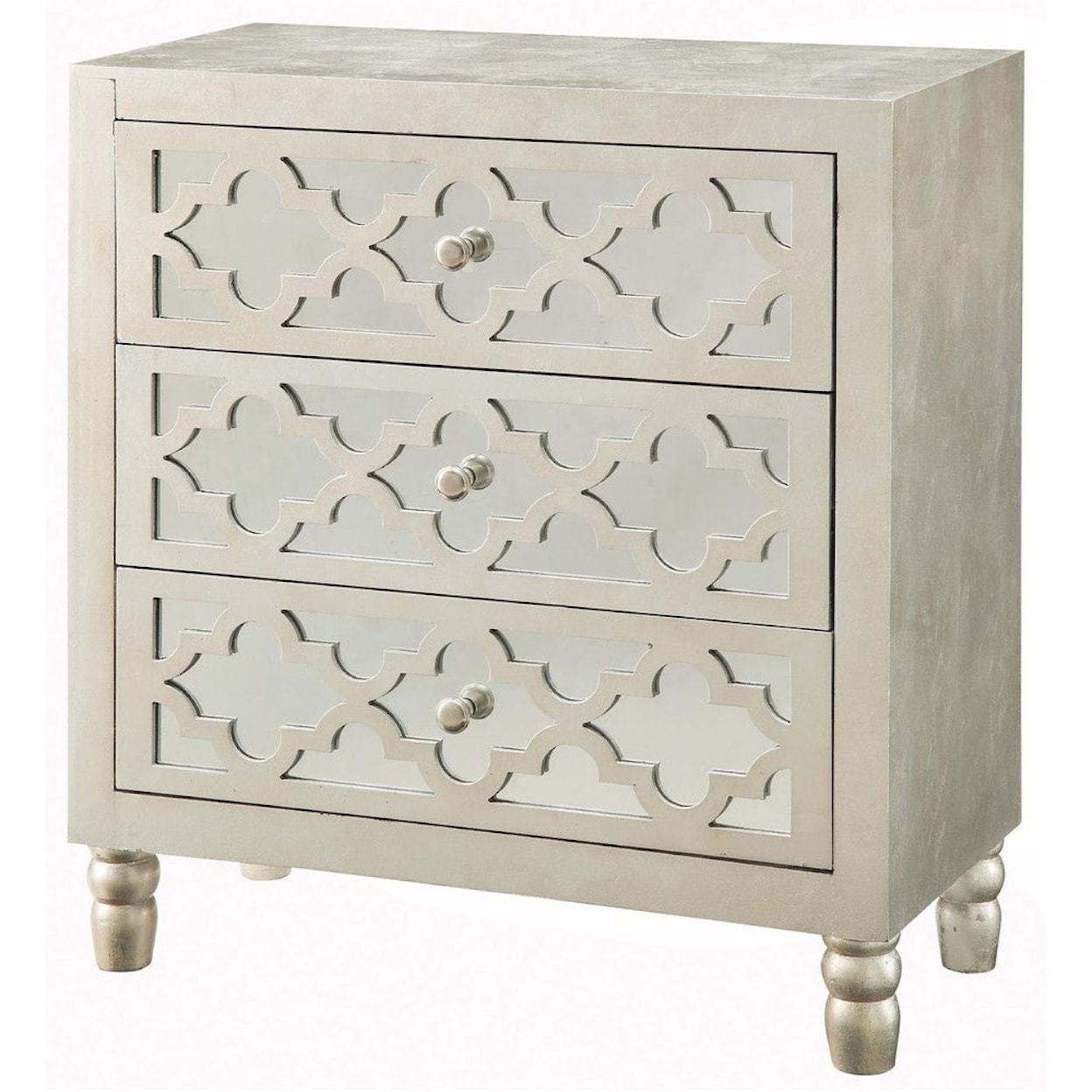 Crestview Collection Accent Furniture Newcastle 3 Drawer Silver Leaf Chest