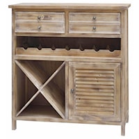 Jackson 2 Drawer Weathered Oak Wine Cabinet