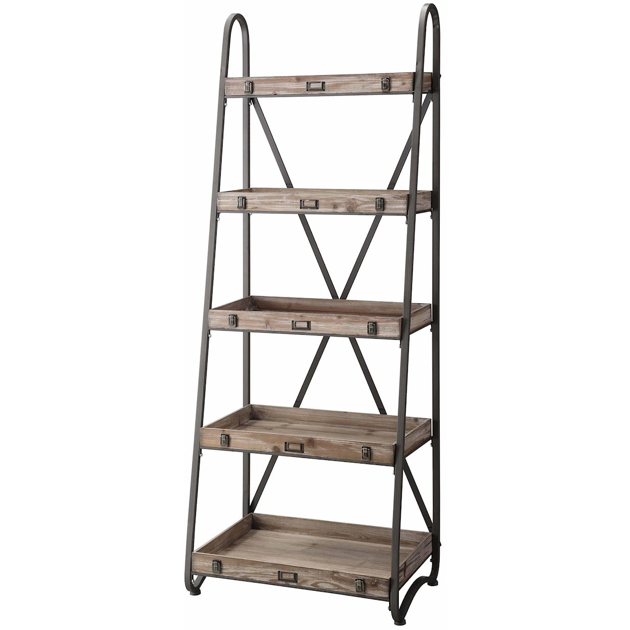 Crestview Collection Accent Furniture Voyager Metal and Wood Tiered Bookshelf