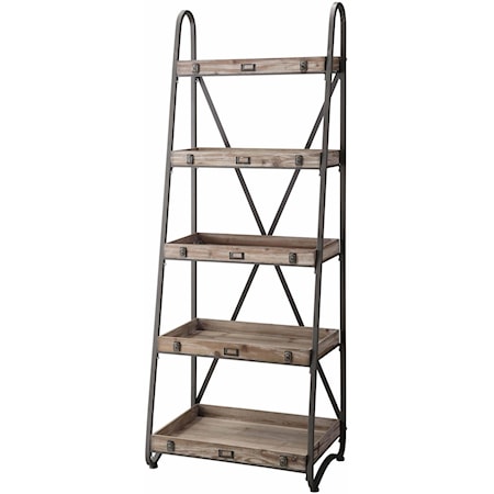 Voyager Metal and Wood Tiered Bookshelf