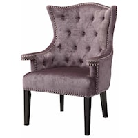 Fifth Avenue Upholstered Eggplant Velvet Chair W/ Nailhead Trim