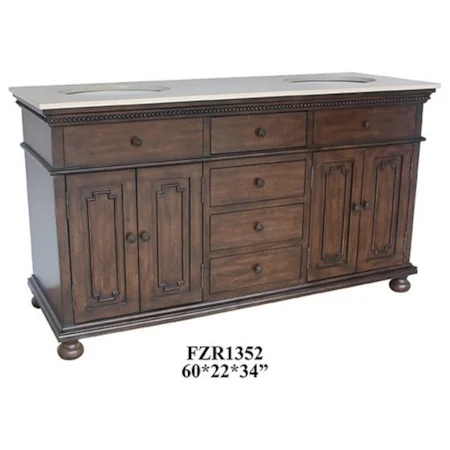 Brighton 4 Door / 4 Drawer 60" Double Vanity Sink