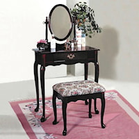 Rectangular Vanity Table & Matching Upholstered Stool