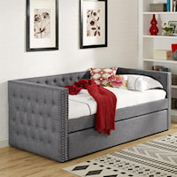 Upholstered Daybed with Button Tufting and Pull-Out Trundle Bed