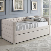 Upholstered Daybed with Button Tufting and Pull-Out Trundle Bed