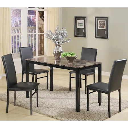 5 Piece Rectangular Table and Upholstered Parson Side Chairs Set