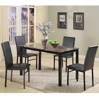 5 Piece Rectangular Table and Upholstered Parson Side Chairs Set