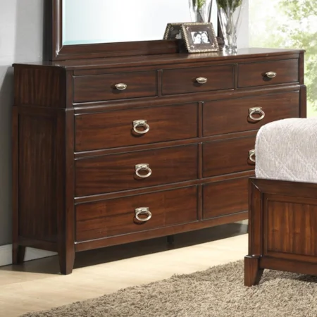 Transitional 9 Drawer Dresser Base