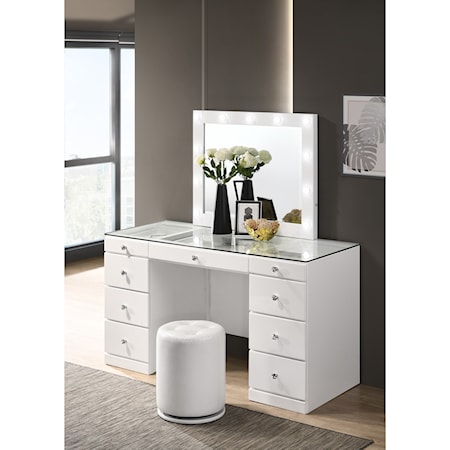 Vanity and Mirror with Stool